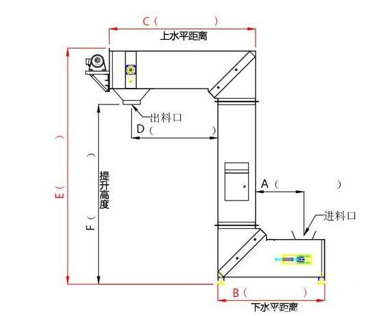 Z型斗式上料機機械結構簡圖-斗式提升機